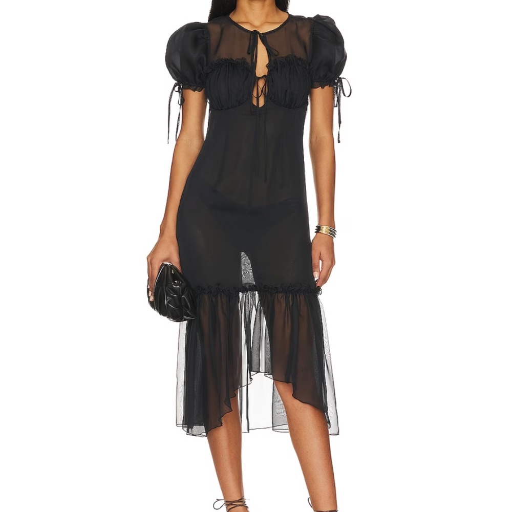 NWT Black Sheer LPA Ophelia Midi Dress